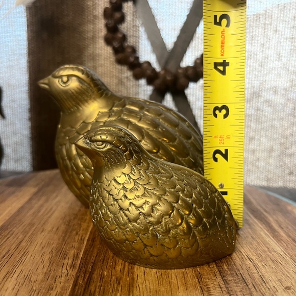 Pair of Vintage Genuine Brass Quails/Mother-Baby Brass Birds~ Mid Century Birds - Picture 11 of 13